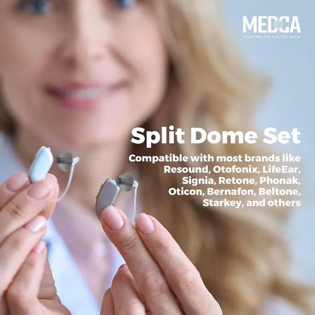 Alt view image 4 of 7 - MEDca Tulip Hearing Aid Domes 10 Pack, Standard Receiver Replacement Ear Tips for BTE, RIE, ITE and PSAP Sound Amplifiers, Semi-Open Dark Gray Ear Domes