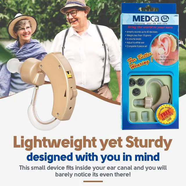 Alt view image 7 of 7 - MEDca BTE Behind the Ear Sound Amplifier Super Mini Size Sound Enhancer