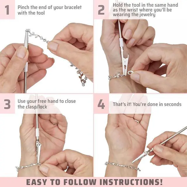 Alt view image 4 of 7 - MEDca Jewelry Helper 2 Pack, 6-Inch Bracelet Fastening Tool for Watches, Necklaces and Jewelry Clasps, Metal Bracelet Buddy for Left or Right Hand Use