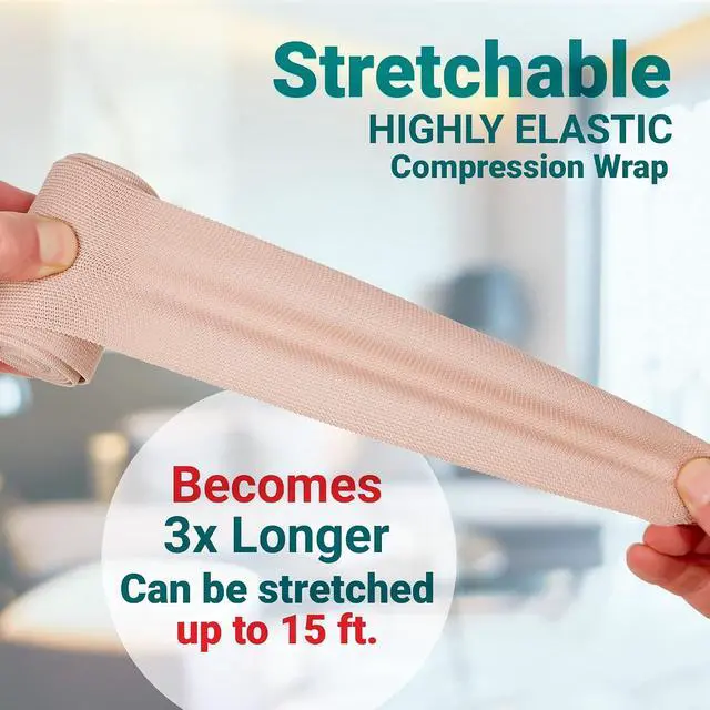 Alt view image 5 of 7 - Elastic Compression Bandage Wrap - Premium Quality (Set of 4) w/ 4 Extra Hooks, Athletic Sport Support Rolls for Ankle, Wrist, Arm, Leg Sprains, First Aid Bandages Roll Measures 2", 3", 4", 6" x 5 Ft