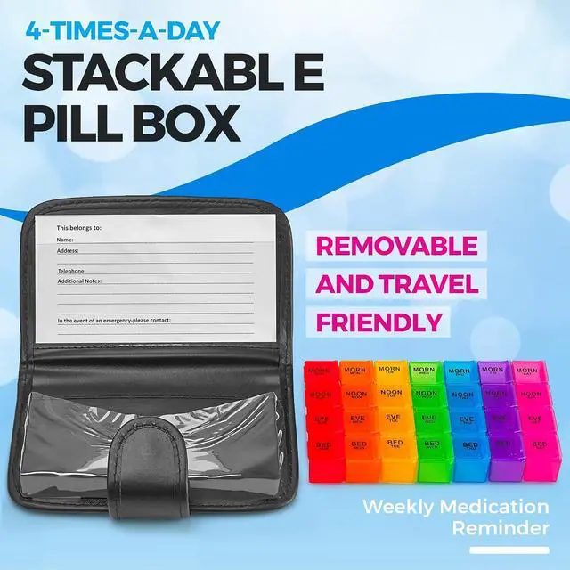 Alt view image 3 of 7 - MEDca Weekly Pill Organizer, 4 Times A Day, With Travel Pill Case (7.5 X 4.5 INCHES)