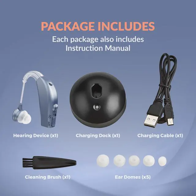 Alt view image 4 of 7 - Digital Hearing Amplifier - Personal Hearing Enhancement Sound Amplifier with Extended Over 500hr Battery Life, Modern Blue, Doctor and Audiologist designed FDA Approved By MEDca