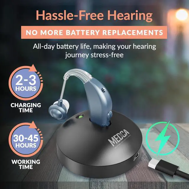 Alt view image 2 of 7 - Digital Hearing Amplifier - Personal Hearing Enhancement Sound Amplifier with Extended Over 500hr Battery Life, Modern Blue, Doctor and Audiologist designed FDA Approved By MEDca