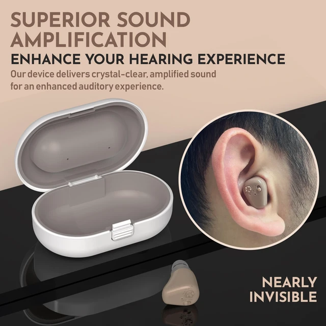 Alt view image 4 of 7 - MEDca 9D-9O3F-8NRC Mini Rechargeable ITE Personal Sound Amplifier, In-Ear Listening Device with Adjustable Volume, 5 Ear Tips, Carrying Case & Charging Adapter