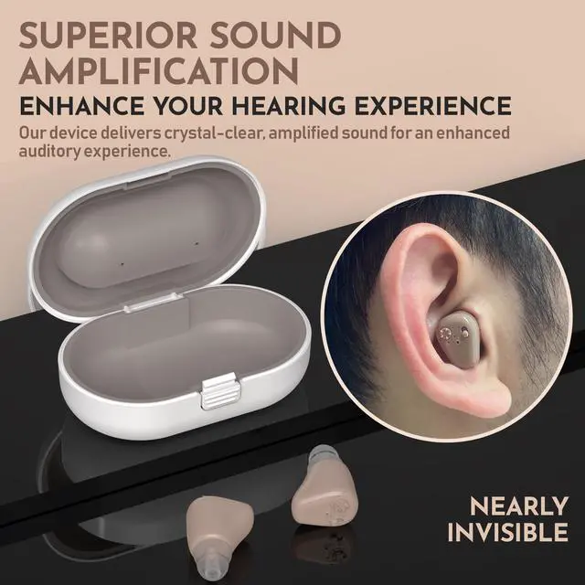 Alt view image 5 of 7 - Digital Hearing Amplifiers - (Set of 2) Mini ITE in-The-Ear Rechargeable Personal Sound Amplifier - High Quality and So Small It's Barely Visible