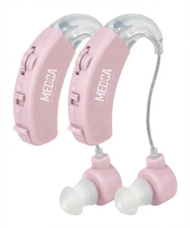 Main image of Hearing Amplifier - Set of 2 - Best Hearing Amplifiers That Fit Comfortable Behind The Ear for Women, Small & Discreet BTE Personal Sound Amplifier Pair (Pink)