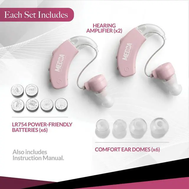 Alt view image 6 of 7 - Hearing Amplifier - Set of 2 - Best Hearing Amplifiers That Fit Comfortable Behind The Ear for Women, Small & Discreet BTE Personal Sound Amplifier Pair (Pink)