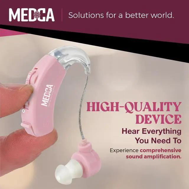 Alt view image 3 of 7 - Hearing Amplifier - Set of 2 - Best Hearing Amplifiers That Fit Comfortable Behind The Ear for Women, Small & Discreet BTE Personal Sound Amplifier Pair (Pink)