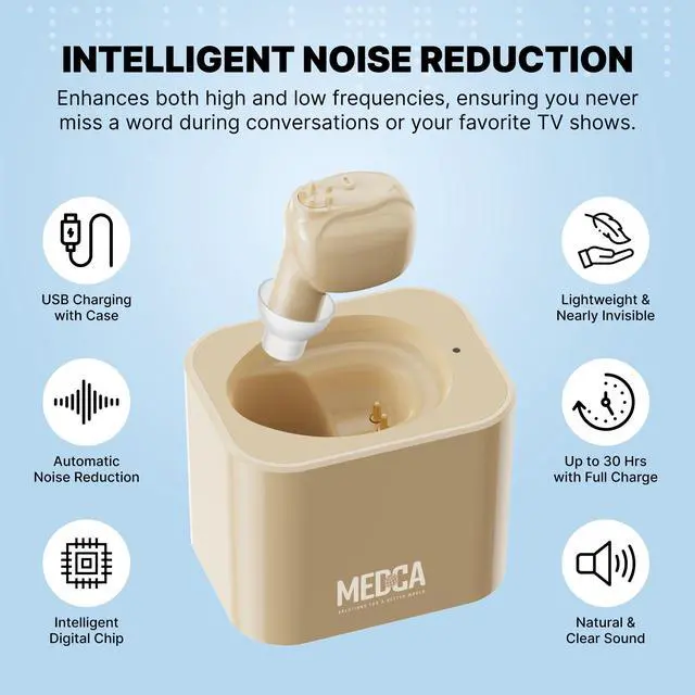 Alt view image 5 of 7 - MEDca ITE Rechargeable Personal Sound Mini Ear Amplifier