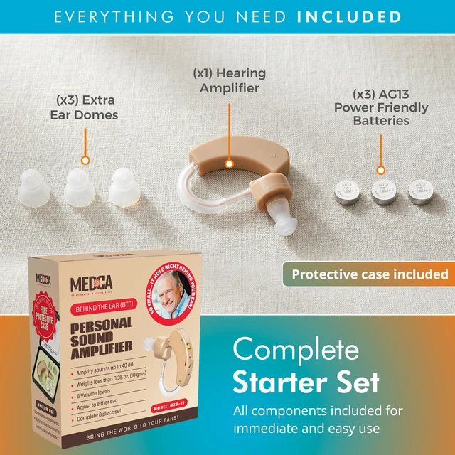 Alt view image 7 of 7 - MEDca BTE Behind the Ear Sound Amplifier Super Mini Size Sound Enhancer