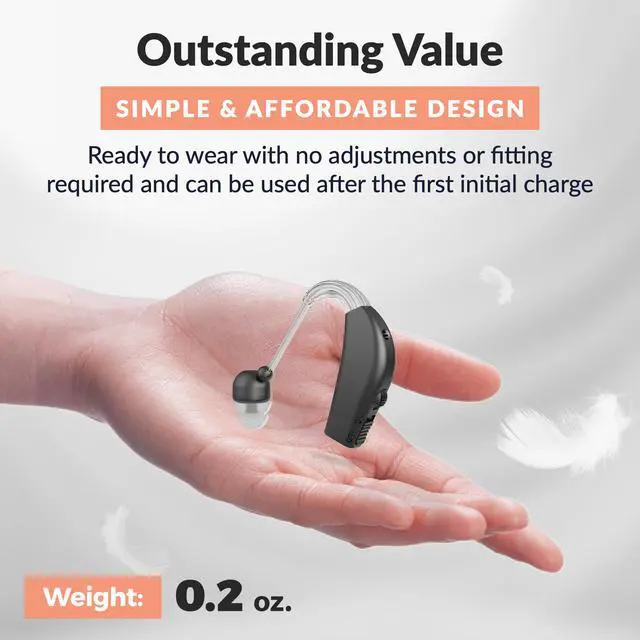 Alt view image 7 of 7 - MEDca Rechargeable Digital Hearing Amplifier, BTE Personal Sound Amplifier with Noise Reduction, Adjustable Volume, Charging Dock, 4 Ear Domes, Black