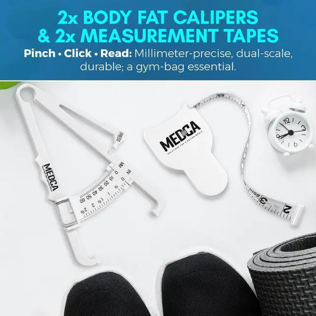 Alt view image 6 of 7 - MEDca Body Fat Caliper and Measuring Tape Set, 2 Calipers, 2 Body Tapes and 2 Measurement Charts, White