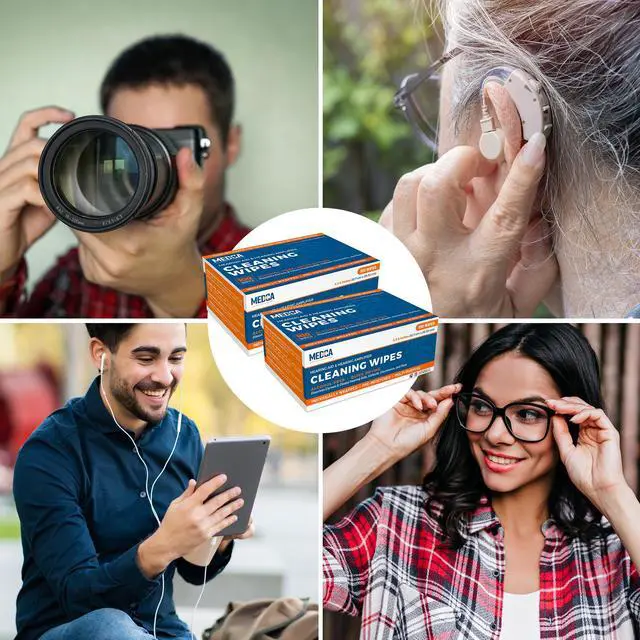 Alt view image 7 of 7 - MEDca Hearing Aid Cleaning Wipes, 200 Individually Wrapped Alcohol-Free Pre-Moistened Wipes for Hearing Aids, Amplifiers, Earbuds, Headphones, Glasses & Electronics