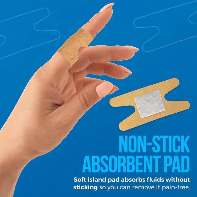 Alt view image 6 of 7 - MED PRIDE Flexible Fabric Knuckle Bandages, 100 Count, 3 x 1.5 Inch Adhesive Bandages with Non-Stick Pads