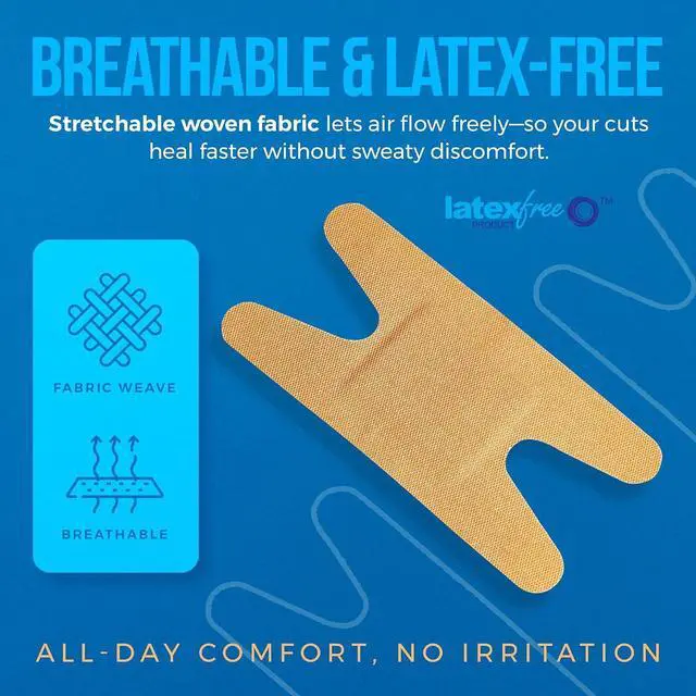 Alt view image 4 of 7 - MED PRIDE Flexible Fabric Knuckle Bandages, 100 Count, 3 x 1.5 Inch Adhesive Bandages with Non-Stick Pads