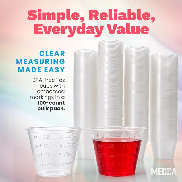 Alt view image 7 of 7 - MEDca Clear Plastic Medicine Cups, 1 oz Graduated Disposable Measuring Cups, 100 Pack
