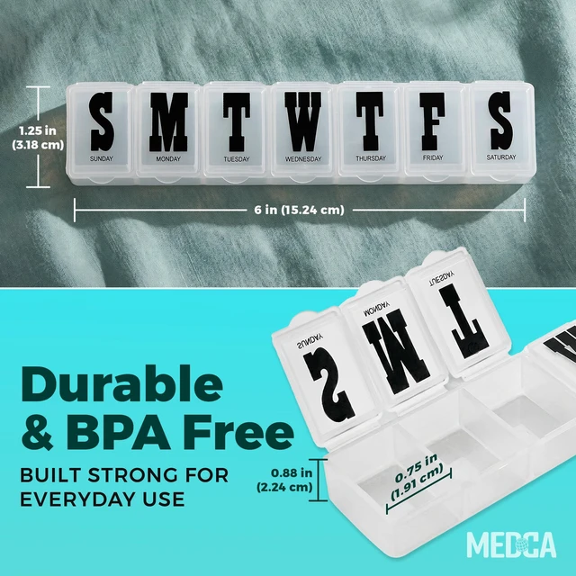 Alt view image 4 of 7 - MEDca 7-day Pill Organizer Weekly Pill Planner PACK OF 2