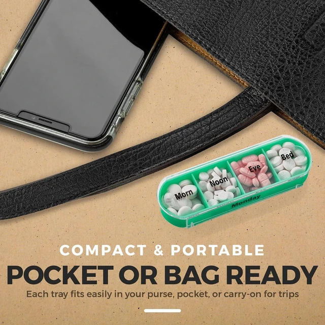 Alt view image 7 of 7 - MEDca Weekly Pill Organizer, Four Times-a-Day, 1 Dispenser with Stackable AM/PM Compartments