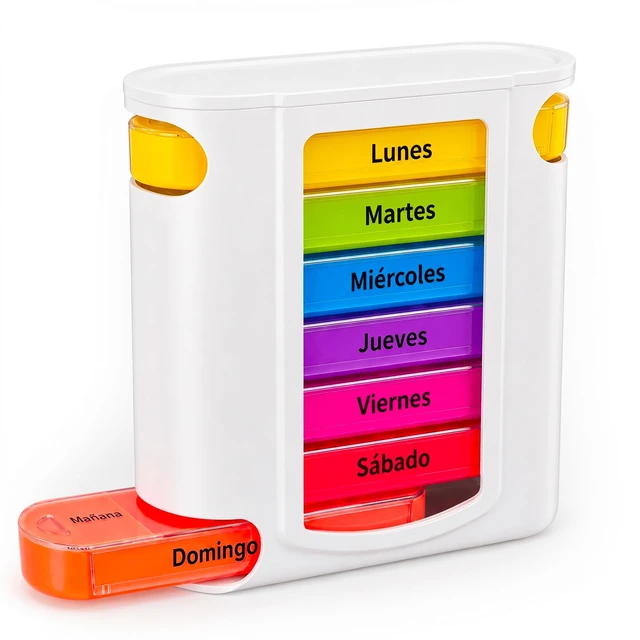 Main image of Pastillero Semanal 7 Días AM/PM Organizador de Pastillas con 14 Compartimentos, Tapas a Presión, Plástico Translúcido Libre de BPA, Caja Portátil de Viaje para Vitaminas y Medicamentos (1 Pieza)