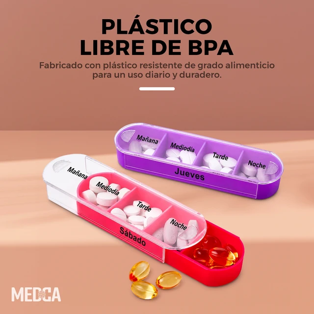 Alt view image 2 of 7 - Pastillero Semanal 7 Días AM/PM Organizador de Pastillas con 14 Compartimentos, Tapas a Presión, Plástico Translúcido Libre de BPA, Caja Portátil de Viaje para Vitaminas y Medicamentos (1 Pieza)