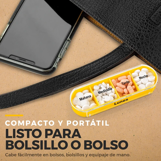Alt view image 4 of 7 - Pastillero Semanal 7 Días AM/PM Organizador de Pastillas con 14 Compartimentos, Tapas a Presión, Plástico Translúcido Libre de BPA, Caja Portátil de Viaje para Vitaminas y Medicamentos (1 Pieza)