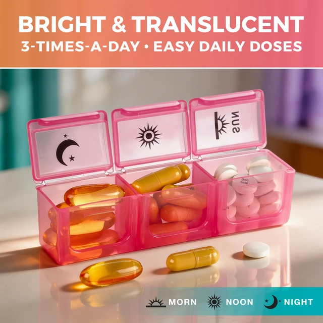 Alt view image 6 of 7 - MEDca Weekly Pill Organizer, 7 Day 3 Times a Day Pill Box with Removable Morning Noon Night Compartments, Large BPA-Free Medication, Vitamin & Supplement Travel Case