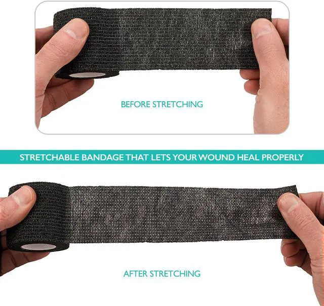 Alt view image 5 of 8 - Self-Adherent Cohesive Bandage - Medical Wrap - 6 Rolls 2 Wide x 5 Yards Sports Tape for Medical Use, Sports, First Aid and HelpsHelp Protect Skin
