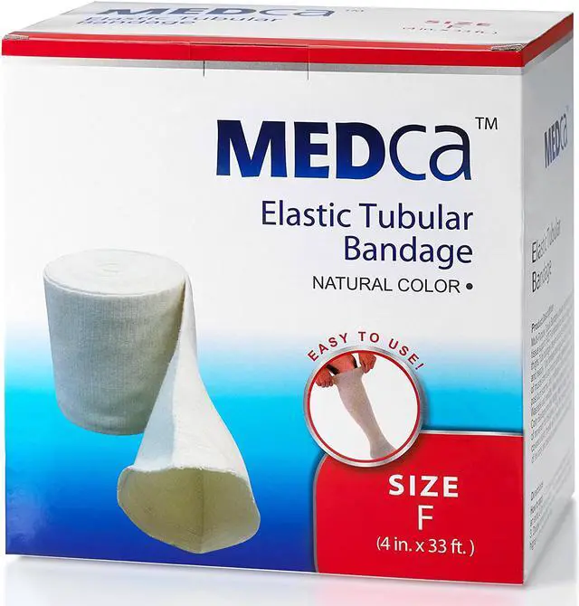 Alt view image 3 of 4 - Elastic Tubular Support Bandage Size F, 10M Box - Natural Color (4 x 33 Feet) For Large Knee Support Bandage -Medium to Large Thigh, Cotton Spandex