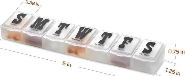 Alt view image 6 of 6 - Weekly Pill Organizer - Pack of 2 - Pill Planner to Separate Pills & Vitamins Each Week, Medication Reminder Daily Monday to Sunday Compartments for Travel & Purse