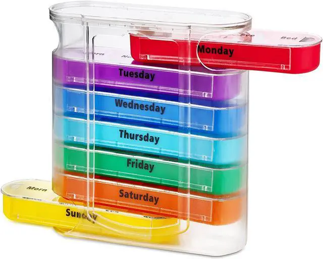 Alt view image 4 of 8 - MEDca Weekly Pill Organizer, Four Times-a-Day, 1 Dispenser with Stackable AM/PM Compartments