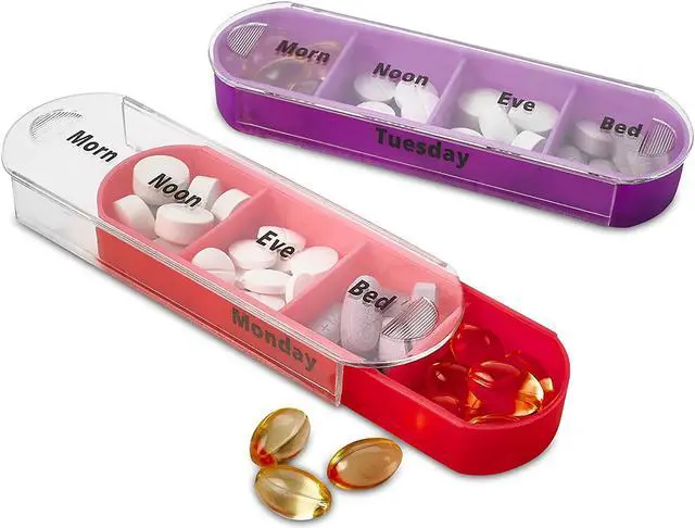 Alt view image 5 of 8 - MEDca Weekly Pill Organizer, Four Times-a-Day, 1 Dispenser with Stackable AM/PM Compartments