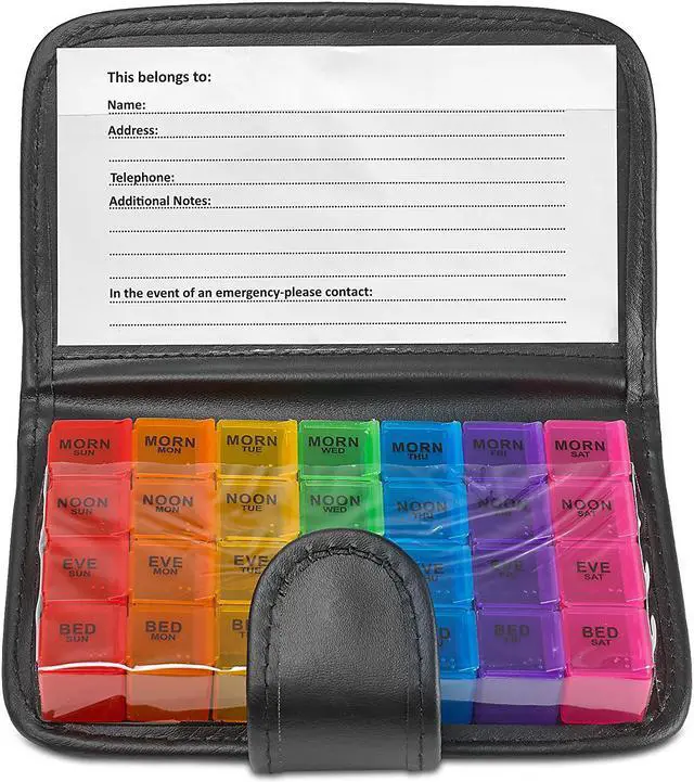 Alt view image 7 of 7 - MEDca Weekly Pill Organizer, 4 Times A Day, With Travel Pill Case (7.5 X 4.5 INCHES)