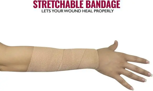 Alt view image 6 of 8 - MEDca Tape Wrap, Self Adherent Rap Tape, Adhering Stick Bandage, Self Grip Roll 1 Inche 2 Inch and 3 inch X 5 YARDS 6 of Each Size Total of 18 Rolls Skin Color
