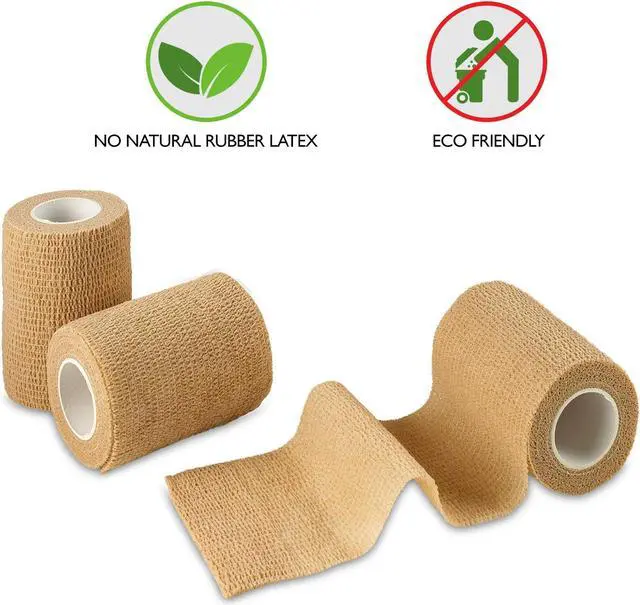 Alt view image 2 of 9 - MEDca Self Adherent Cohesive Wrap Bandages 3 Inches X 5 Yards 12 Count with Strong Elastic First Aid Tape for Sprain Swelling and Soreness on Wrist and Ankle (Skin Color)