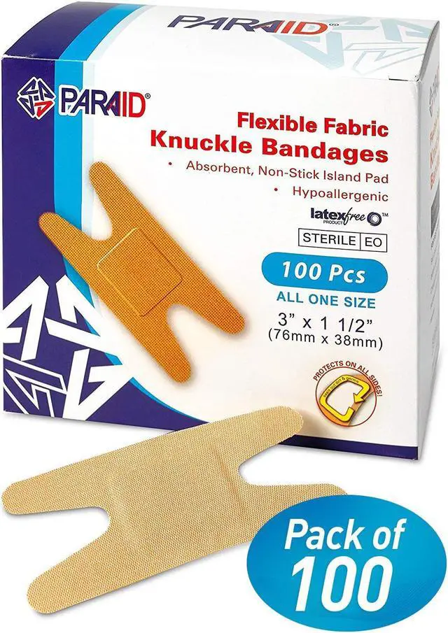 Main image of Flexible Fabric Bandages - Flex Fabric Adhesive Bandages Knuckle Bandages for Finger Care and to Protect Wounds from Infection - (100 Count Box)