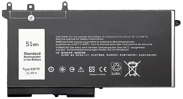 Main image of Battery for DELL Latitude 5490 5590 5491 5591 93FTF 51Wh 11.4V Li-ion Laptop Battery High Capacity, Fast Shipping, 2-Year Warranty