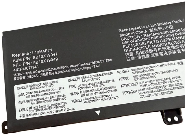 Alt view image 3 of 3 - New L19M4P71 Laptop Battery, 15.36V 80Wh 4Cell Liion, Compatible with Lenovo ThinkPad X1 Extreme Gen 3, P1 Gen 3 TP00099D Notebook, PN:5B10X19049 SB10X19047