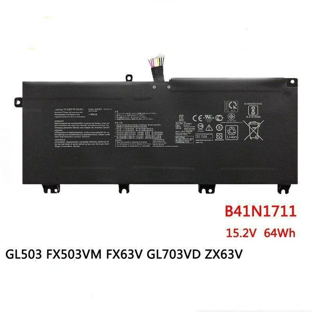 Main image of B41N1711 Laptop Battery 15.4V 48Wh 4200mAh for ASUS ROG Series,ASUS GL503 FX503VM FX63V GL703VD ZX63V 12-Month Warranty