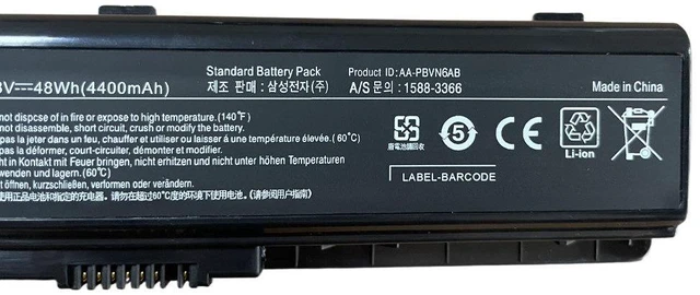Alt view image 3 of 3 - Laptop Battery for Samsung P200 P210 P230 P400 Series, 11.1V 4400mAh / 5200mAh, AA-PBAN6AB, High Capacity, 1-Year Warranty