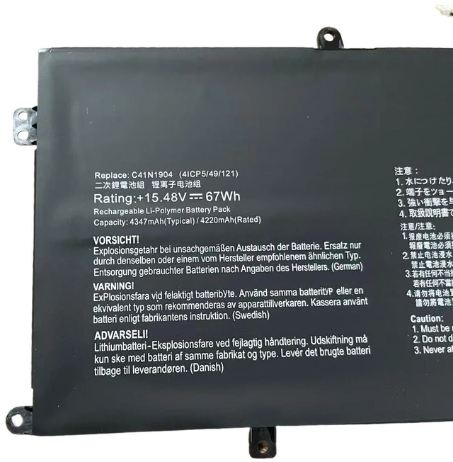 Alt view image 2 of 3 - Battery for ASUS UXF3000E U4700E U4700J/I U3700J C41N1904 11.55V 50Wh 1-Year Warranty