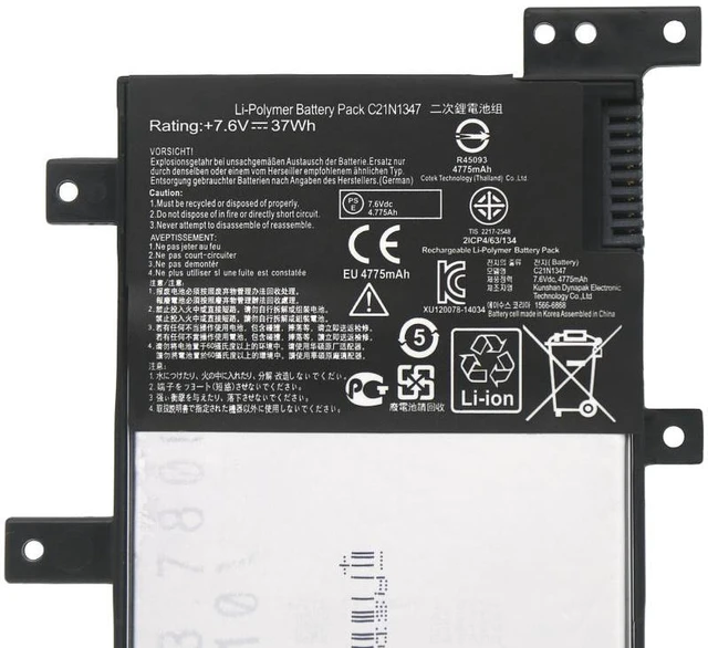 Alt view image 2 of 3 - Battery for ASUS A555L X555L VM510L W519L F555L K555L, 11.4V 38Wh 3300mAh, Compatible with C21N1347, 12-Month Warranty