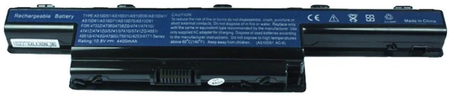 Alt view image 5 of 5 - Laptop Battery for Acer Aspire 4741G 4743G 4752G 4738G 5750G E1-471G E1-571G, 11.1V 4400mAh 48Wh, Replaces AP11B3K AP11B8K, 1-Year Warranty