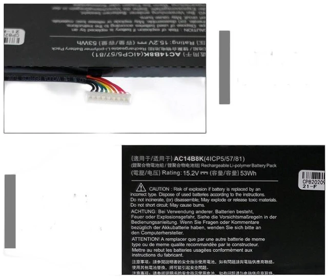 Alt view image 3 of 5 - Laptop Battery for Acer ES1-531 B115 R3-131T V3-371 AC14B8K, 11.4V 3220mAh 36Wh, High Capacity, Fast Shipping, 12-Month Warranty