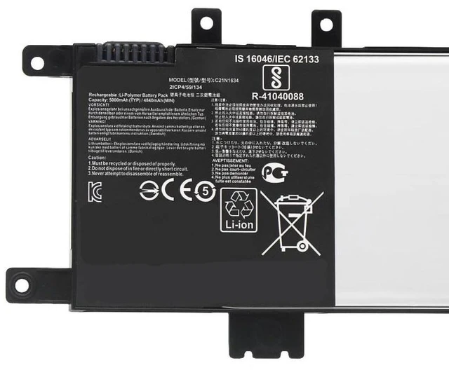Alt view image 2 of 3 - Laptop Battery for ASUS F580U R542U R542UR X542U V587U, C21N1634, 11.55V 38Wh, High Capacity, 12-Month Warranty