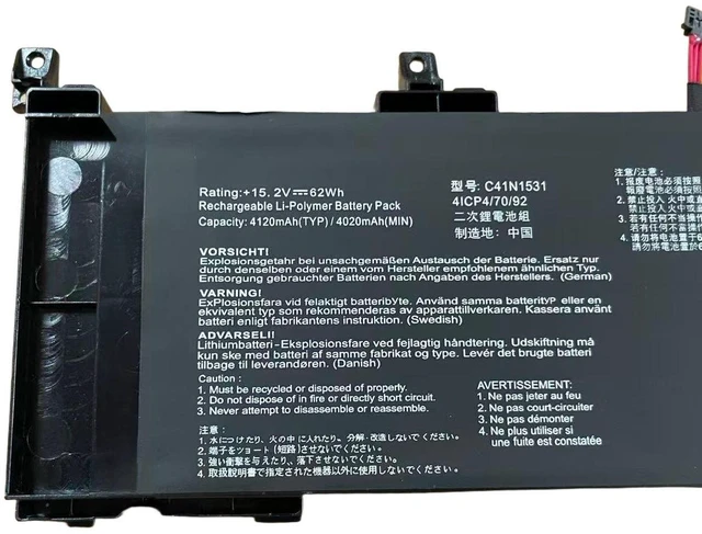 Alt view image 2 of 3 - Battery for ASUS S5vs GL502V/VS GL502VSK/VY C41N1531 15.4V 48Wh 3200mAh, High Capacity, 2-Year Warranty