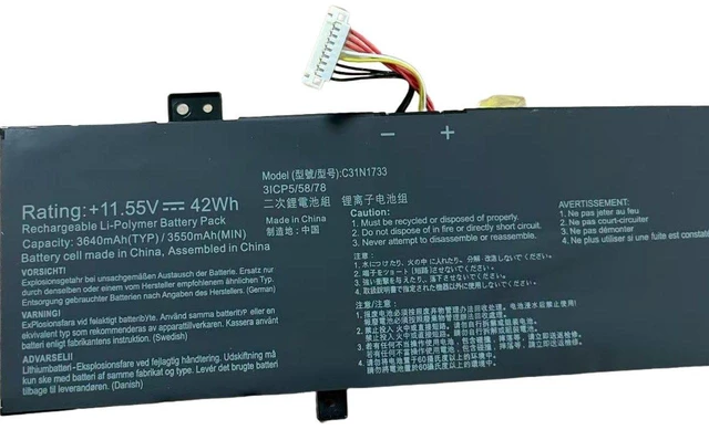 Alt view image 3 of 3 - Battery for ASUS SF4100F C31N1733 TP412U TP412UA TP412FA 11.55V 42Wh, High Capacity, 1-Year Warranty