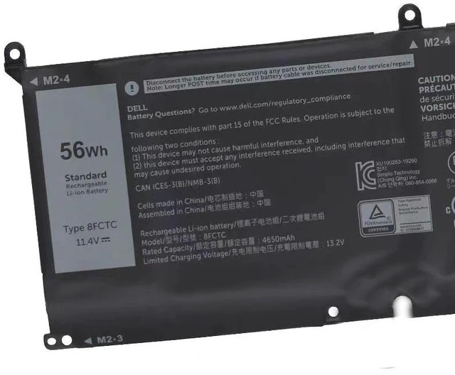 Alt view image 2 of 5 - Battery for Dell XPS 15 9500 9510 9520 Inspiron 7510 7610 8FCTC 69KF2 15.2V 56Wh/86Wh High Capacity Laptop Battery