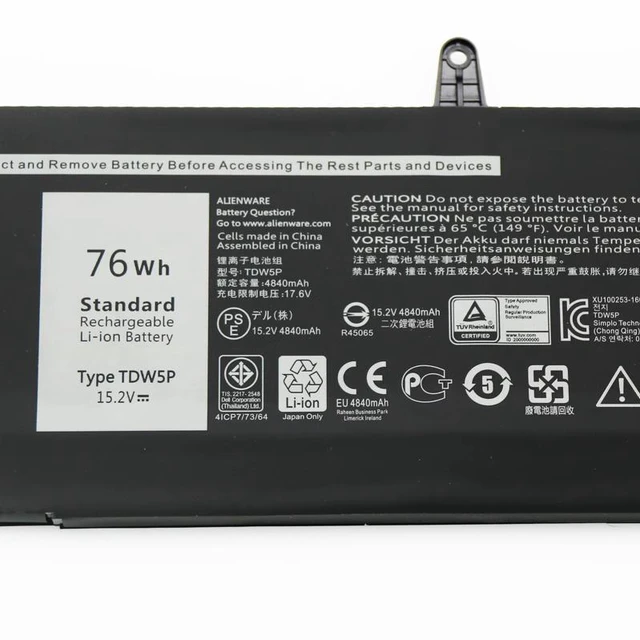 Alt view image 2 of 3 - Battery for Dell Alienware 13 R3 TDW5P ALW13CR ALW13C P81G 11.4V 76Wh, High Capacity, 1-Year Warranty