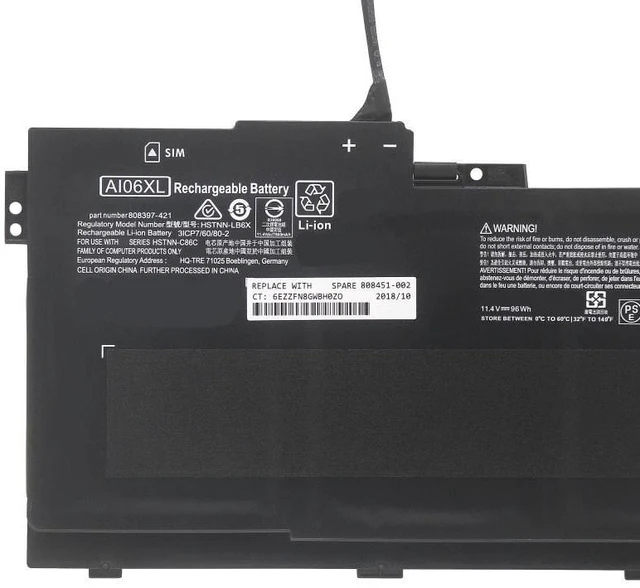 Alt view image 2 of 3 - Battery for HP ZBook 17 G3 AI06XL, HSTNN-LB6X, C86C, 808451-002 11.4V 90Wh High Capacity & Long Life 12-Month Warranty