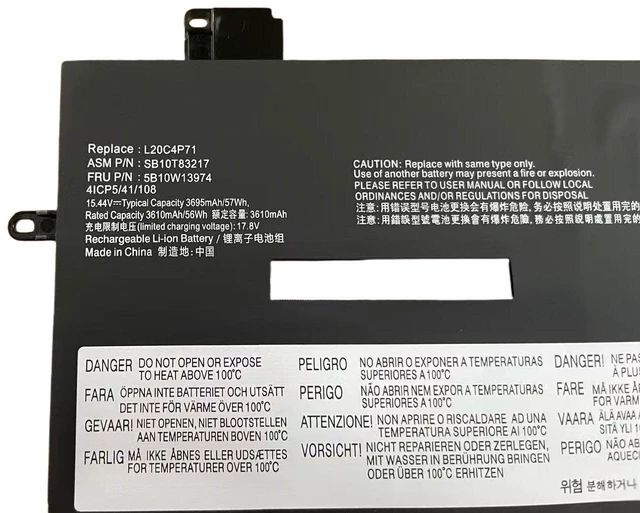 Alt view image 3 of 3 - Battery for Lenovo L20C4P71 L20D4P71 L20M4P71 X1 Yoga Gen 6 Gen 7, 11.55V 52.5Wh, High Capacity 6-Cell Li-Polymer, 2-Year Warranty